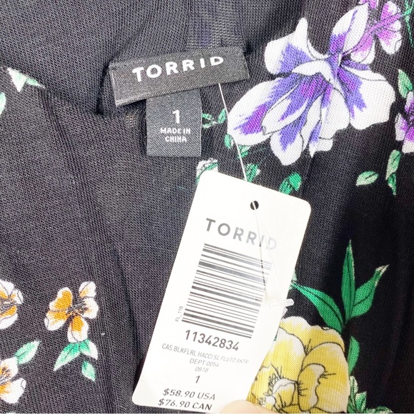 NEW Torrid Black Floral Print Spaghetti Strap Ruffles Mini Dress 1X - Picture 8 of 10
